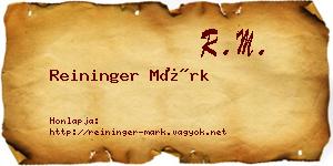 Reininger Márk névjegykártya